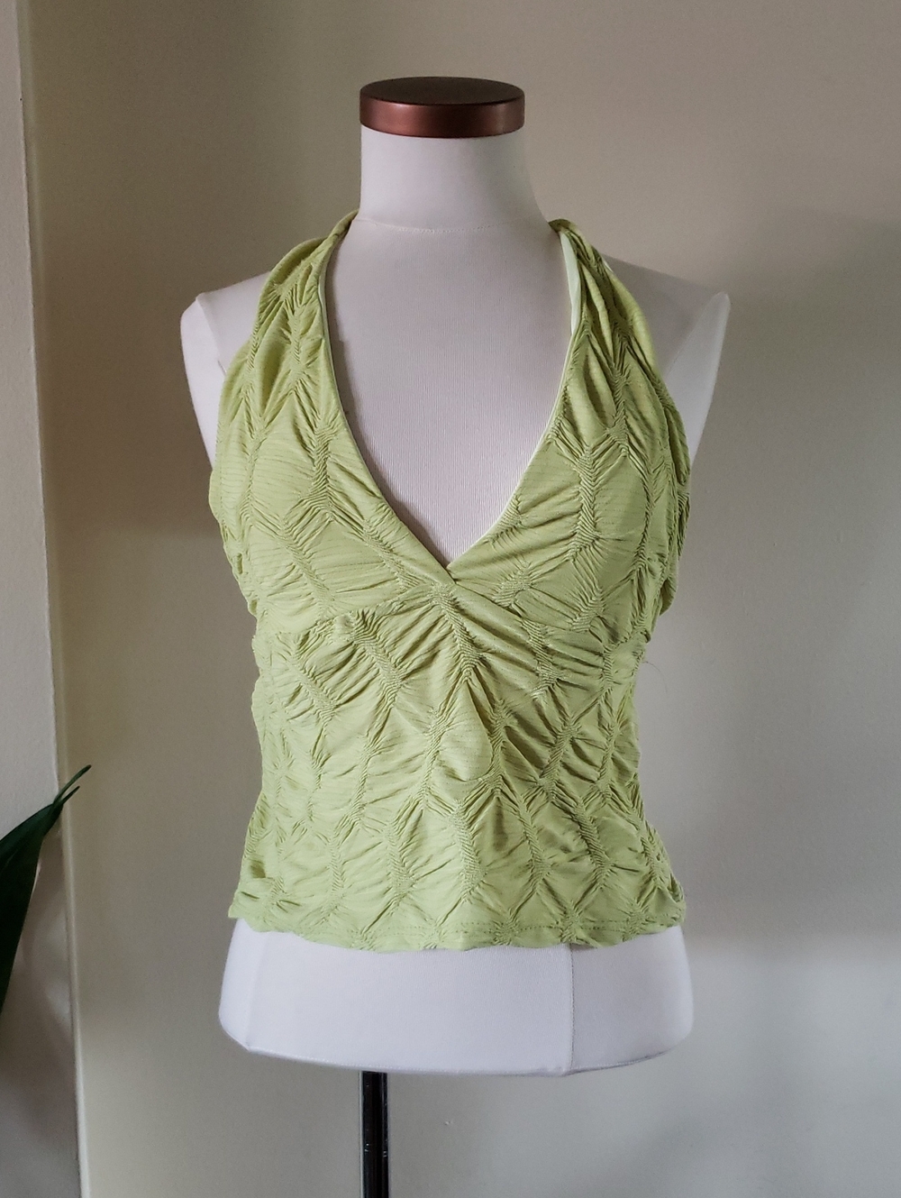 See You MondaY BNWT Rouched Textured Halter Top - Green XL